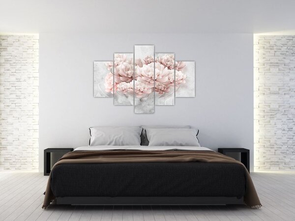 Kép - Rózsaszín virágok a falon (150x105 cm)