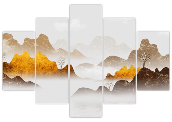 Kép - Hegyek a ködben (150x105 cm)