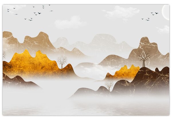 Kép - Hegyek a ködben (90x60 cm)