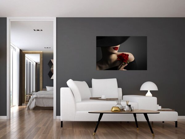 Kép - Nő egy rózsával (90x60 cm)