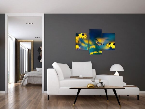 Kép - Sárga pillangó virággal (90x60 cm)