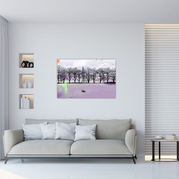 Kép - Bárkák a tavon (90x60 cm)