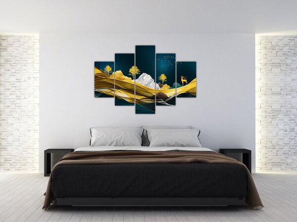 Kép - Szarvas a tájban (150x105 cm)