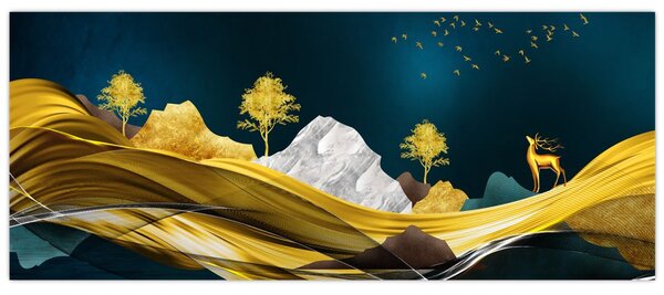 Kép - Szarvas a tájban (120x50 cm)