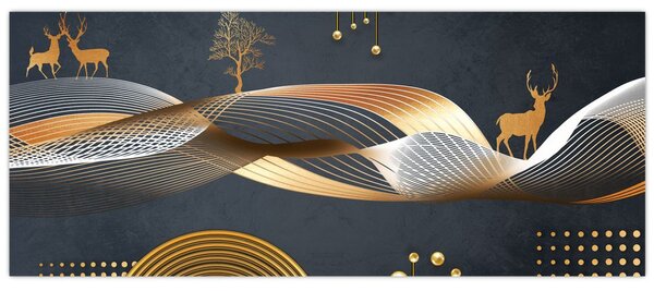 Kép - Grafika szarvassal (120x50 cm)