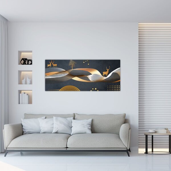 Kép - Grafika szarvassal (120x50 cm)