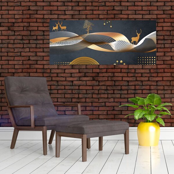 Kép - Grafika szarvassal (120x50 cm)