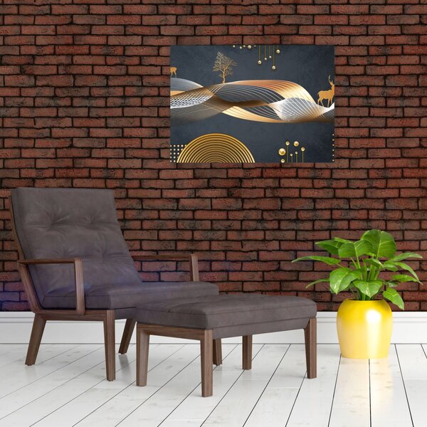 Kép - Grafika szarvassal (70x50 cm)