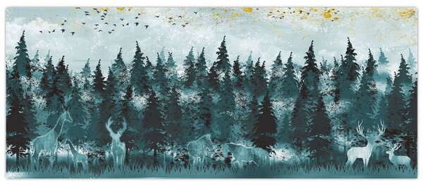 Kép - Állatok az erdőben (120x50 cm)
