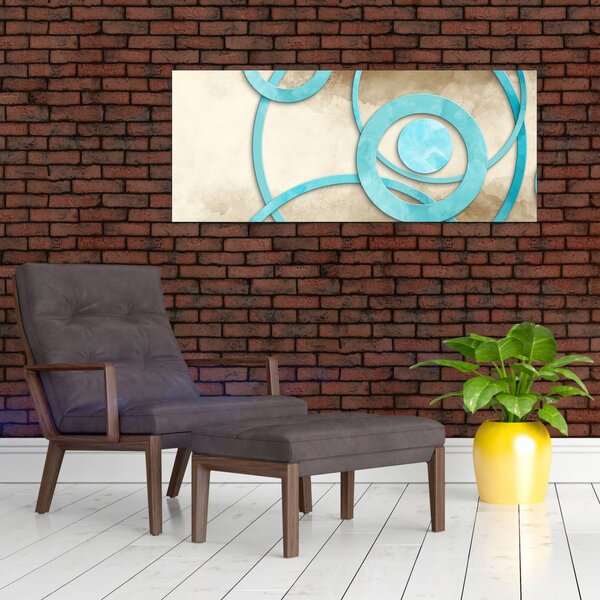 Kép - Kék körök akvarell (120x50 cm)