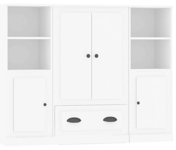 Modern 3 db Fehér Fa Magasszekrény - 132x35,5x103,5 cm