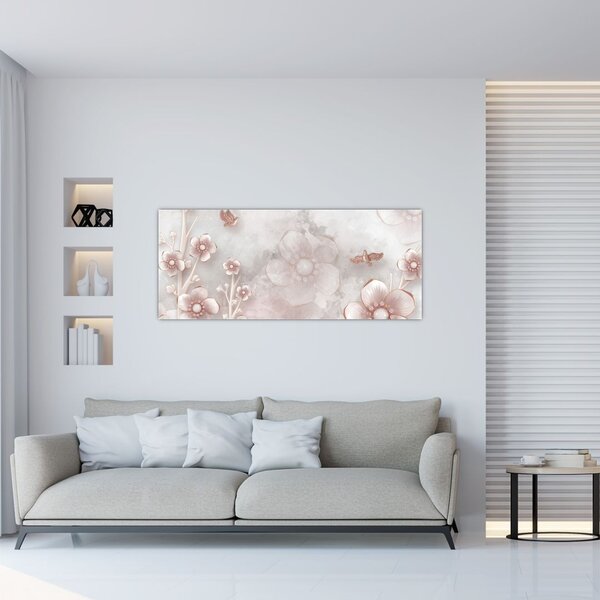 Kép - Rózsaszín virágok (120x50 cm)