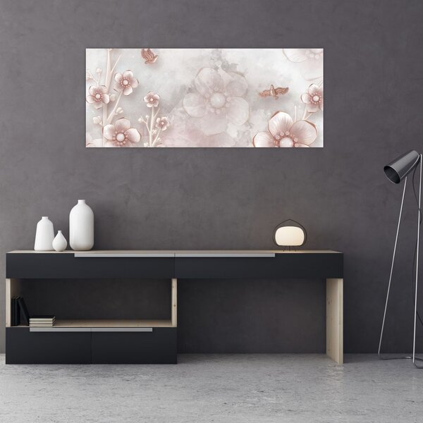 Kép - Rózsaszín virágok (120x50 cm)