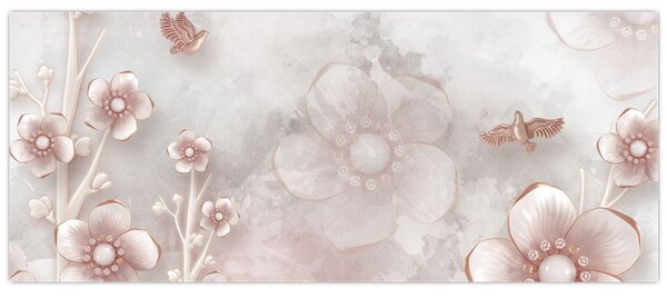 Kép - Rózsaszín virágok (120x50 cm)
