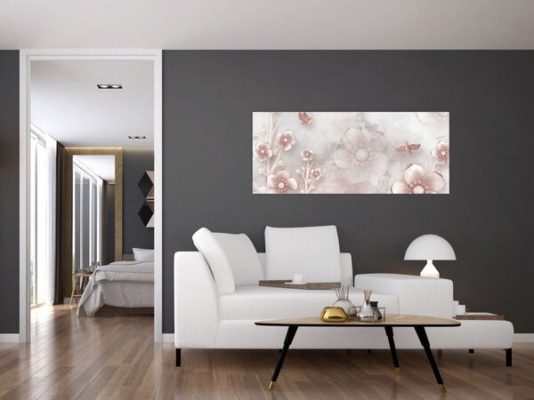 Kép - Rózsaszín virágok (120x50 cm)