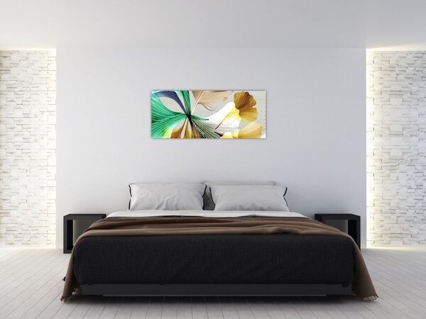 Kép - Levelek tollal (120x50 cm)