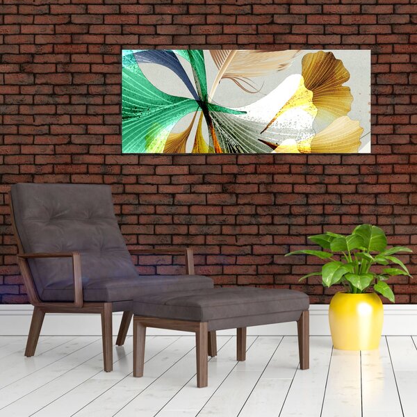 Kép - Levelek tollal (120x50 cm)