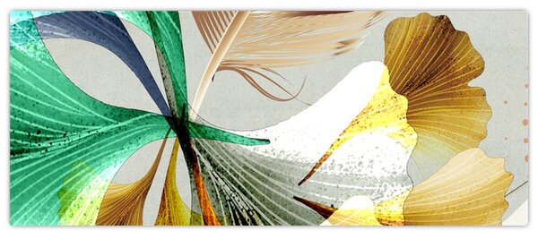 Kép - Levelek tollal (120x50 cm)