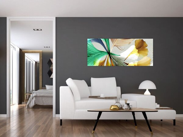 Kép - Levelek tollal (120x50 cm)