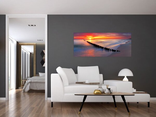 Kép - Naplemente, Balti tenger, Lengyelország (120x50 cm)