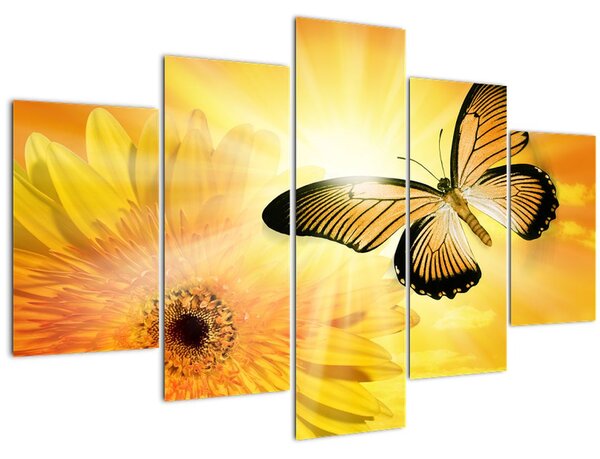 Kép - Sárga pillangó virággal (150x105 cm)
