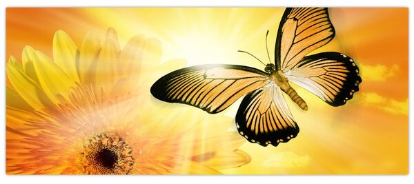 Kép - Sárga pillangó virággal (120x50 cm)