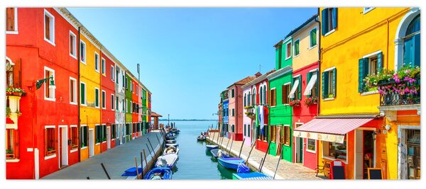 Kép - Burano sziget, Velence, Olaszország (120x50 cm)