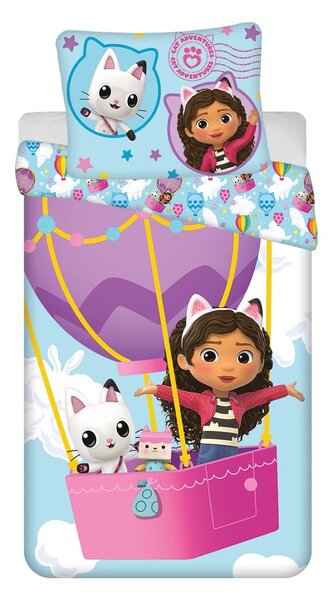 Egyszemélyes pamut gyerek ágyneműhuzat 140x200 cm Gabby's Dollhouse "Balloon" – Jerry Fabrics