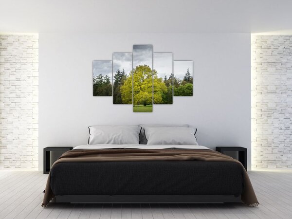 Egy zöld fa képe a mező közepén (150x105 cm)