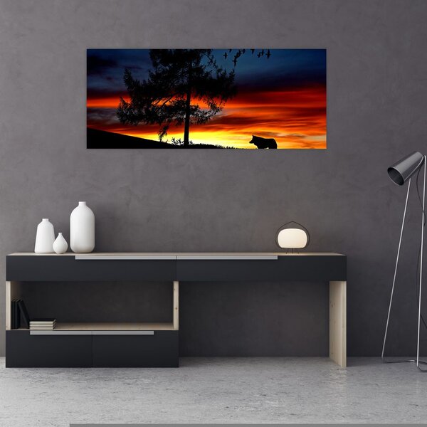 Kép - Farkas sziluettje (120x50 cm)