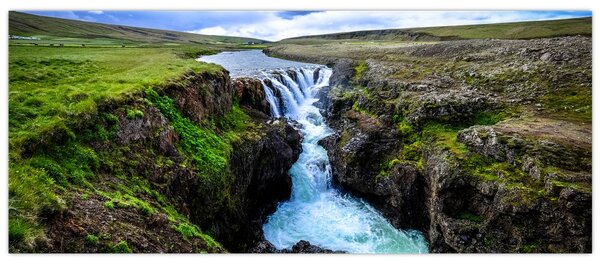 Egy kép a vízesésről a sziklák között (120x50 cm)