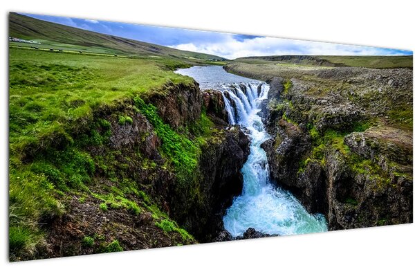 Egy kép a vízesésről a sziklák között (120x50 cm)