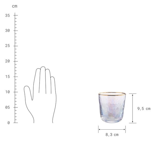 SMERALDA vizes pohár arany szegéllyel 280ml, 6 db-os készlet