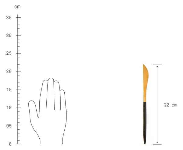 STILETTO evőeszköz szett, 4 darabos, matt arany - fekete