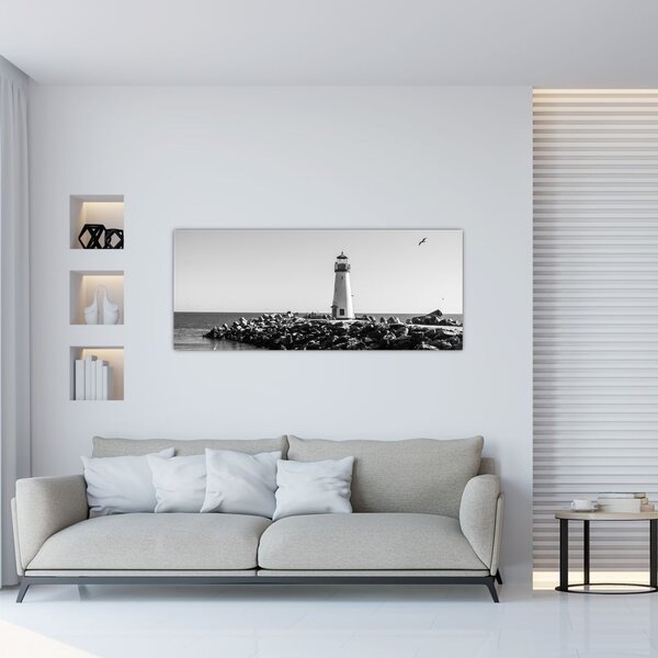 Kép - Világítótorony a tengerparton, Santa Cruz, California (120x50 cm)
