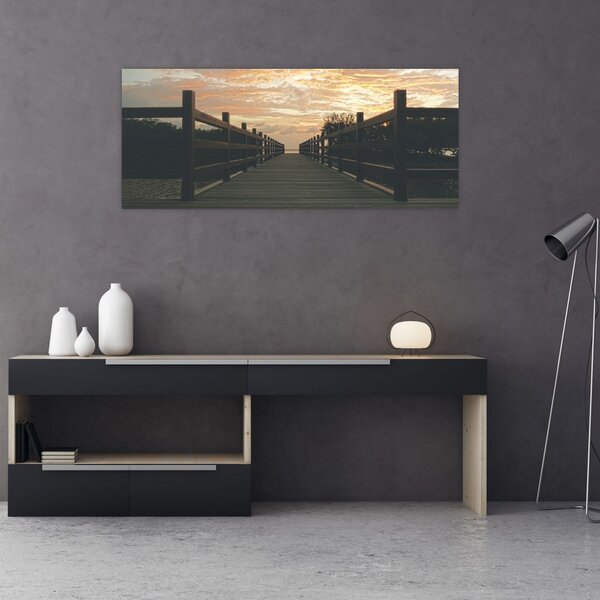 Egy fa móló képe a tó felett (120x50 cm)