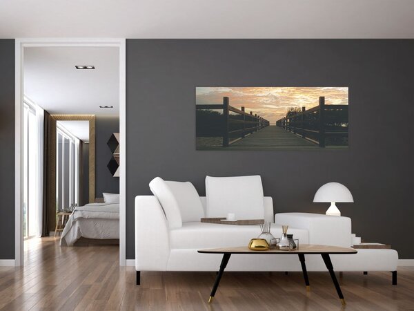 Egy fa móló képe a tó felett (120x50 cm)