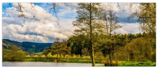 Egy csónak képe a tó mellett (120x50 cm)