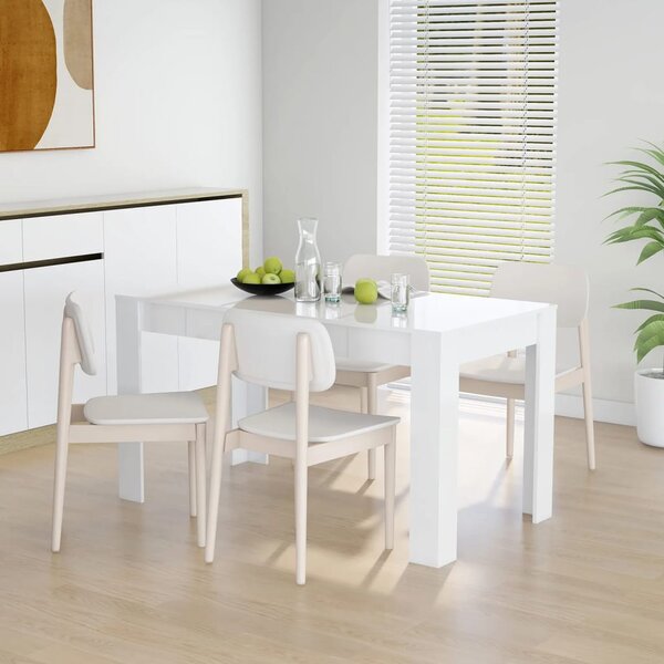 Magasfényű fehér forgácslap étkezőasztal 140 x 74,5 x 76 cm (804208)