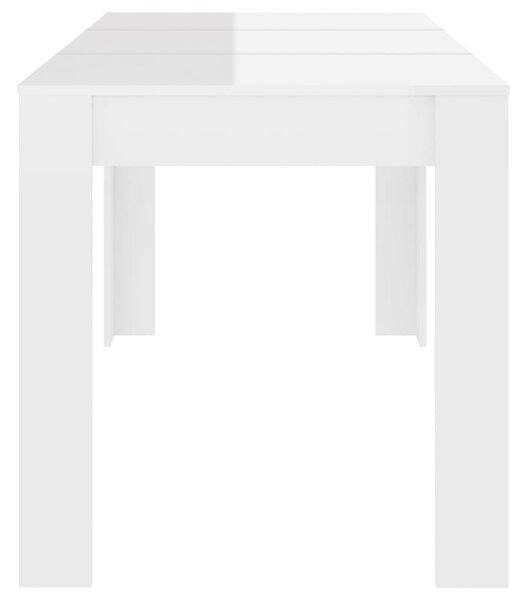 Magasfényű fehér forgácslap étkezőasztal 140 x 74,5 x 76 cm (804208)