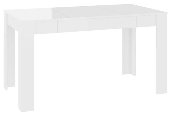 Magasfényű fehér forgácslap étkezőasztal 140 x 74,5 x 76 cm (804208)