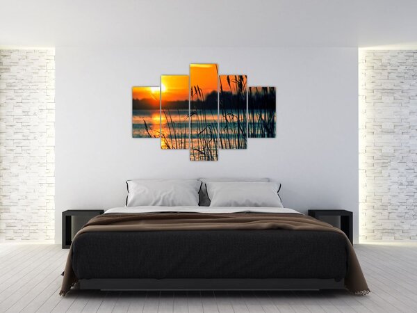 Kép - Naplemente a tó felett (150x105 cm)
