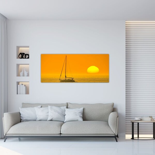 Kép - Csónak a tenger közepén (120x50 cm)
