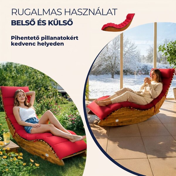 BALI szaunaágy párna, 58x7x177cmcm, piros Detex