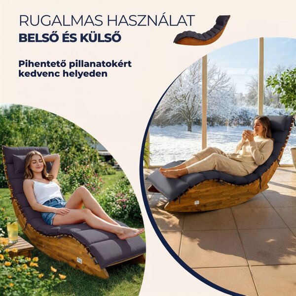 BALI szaunaágy párna, 58x7x177cm, antracit Detex