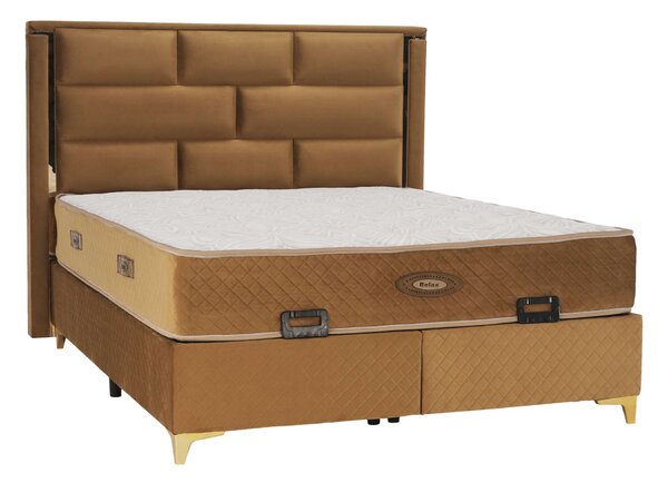 GOLDBIA Boxspring ágy 160x200 - világosbarna
