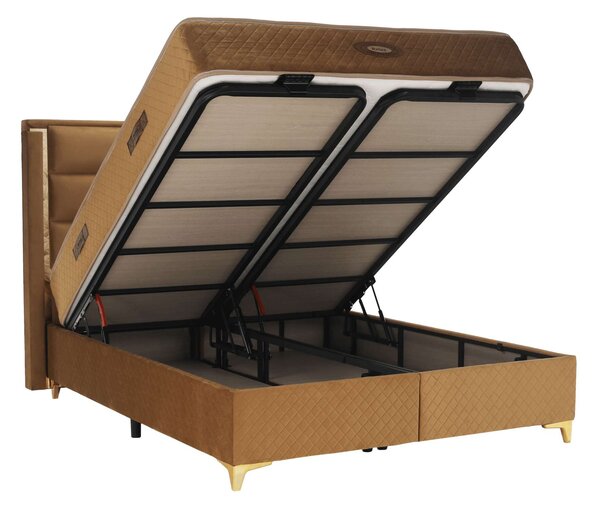 GOLDBIA Boxspring ágy 160x200 - világosbarna