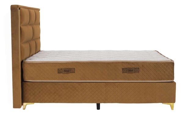 GOLDBIA Boxspring ágy 160x200 - világosbarna