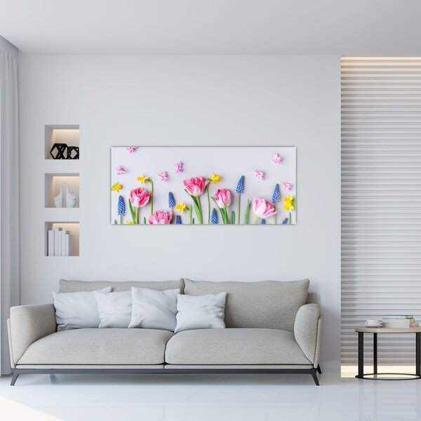 Tavaszi virágok képe (120x50 cm)