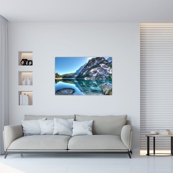 Egy alpesi tó képe (90x60 cm)